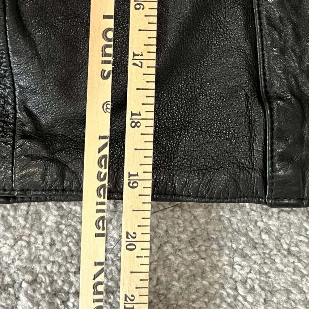 Vintage Ann‎ Taylor skirt womens 4 black leather pencil classic grunge USA 80s - Picture 13 of 13